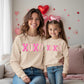 Ag Aguu Mommy And Me Valentines Day Sweatshirts Glitter Patch Xoxo Shirts Family Matching Outfits Long Sleeve Pullover Top(Mom-B
