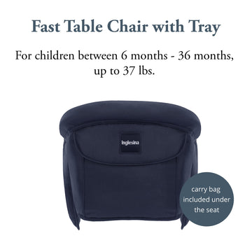 Inglesina Fast Table Chair - Navy + Fast Dining Tray - Portable High Chair For Baby & Toddlers, Infant 6-36 Months - Fits Tables