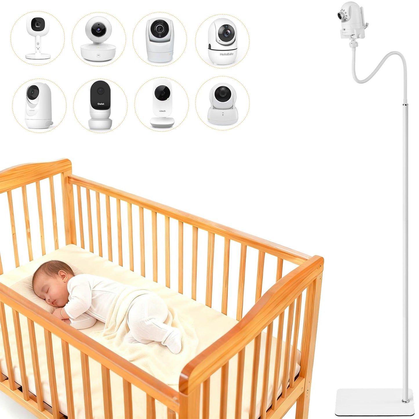 iTODOS Baby Monitor Floor Stand Holder Mount Compatible with Infant Optics DXR-8 Pro,Nanit Pro & Flex Stand,VTech VM819/VM901,He