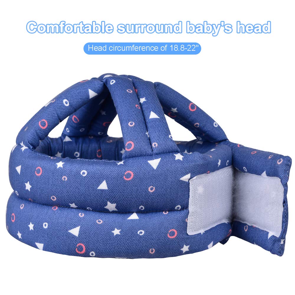 Toraso Baby Helmet & Baby Knee Pads For Crawling,Infant Helmet & Walking Baby Helmet,For Age 6-36 Months,Blue Shapes(A)