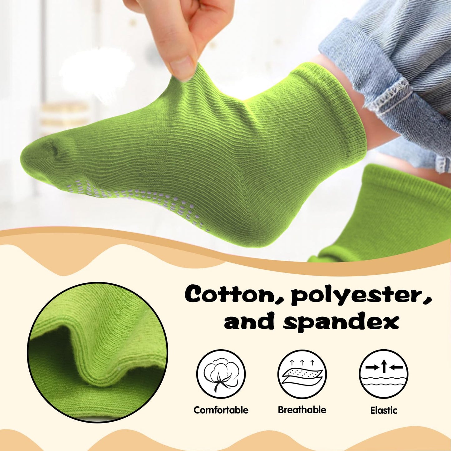 Hycles Non-Slip Toddler Socks With Grips Kids Anti Slip Sticky Socks For Infant 1-3 Years Kids Toddler Slipper Socks