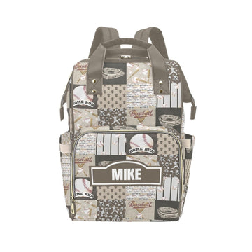 Personalized Baseball Diaper Bag with Name - Custom Baby Bag, Nursing Tote Backpack for Mom, Custom Name Mommy Daypack, Shower G