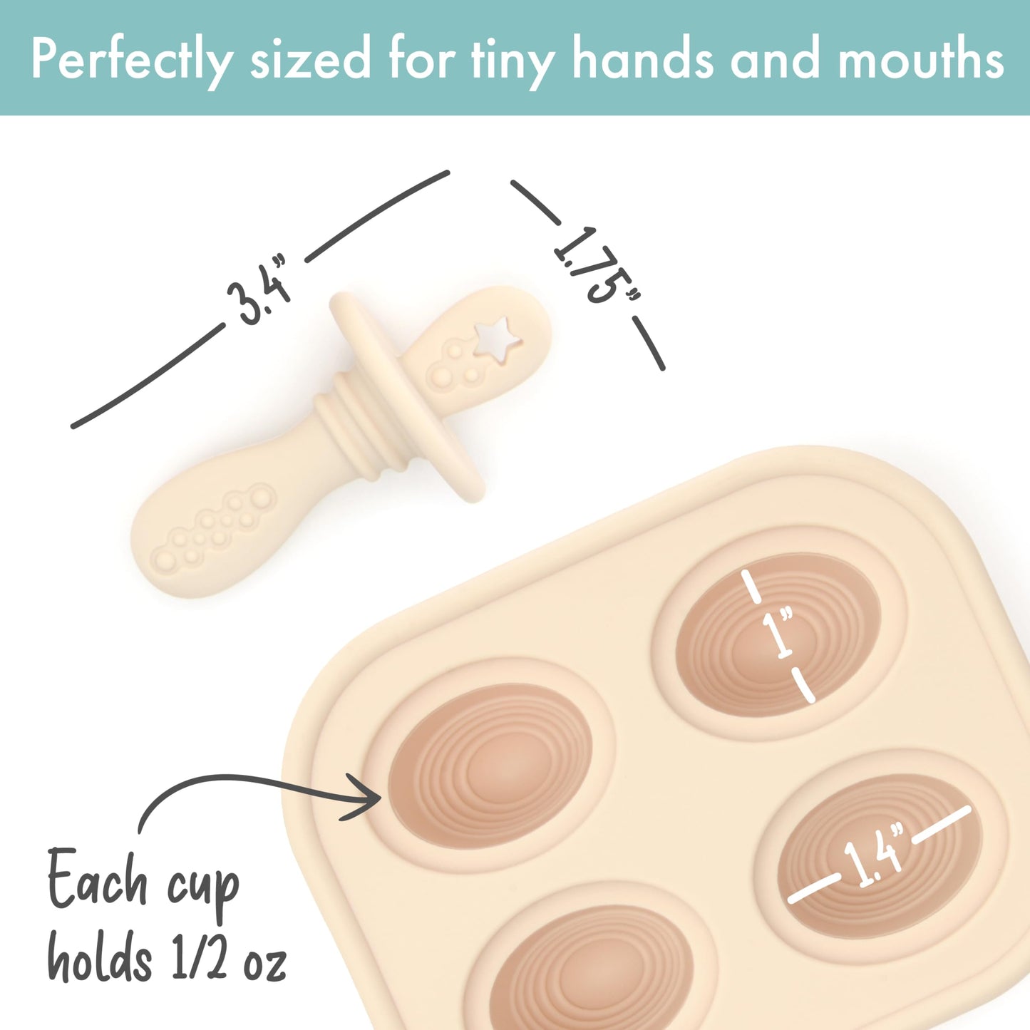 PrimaStella Silicone Petite Pops - Baby Popsicle Mold - BPA Free - Dishwasher Safe - 4 months+ (Oat Teether Pops)