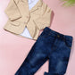 Taojian Baby Boy Gentleman 3 Pieces Shirt Jacket Jeans Set Toddler Pants Clothing (1-2T, Khaki)
