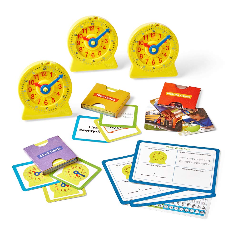hand2mind Telling Time Basics Center Kit, NumberLine Learn to Tell Time Activity Set, Telling Time Teaching Clock Activities, An