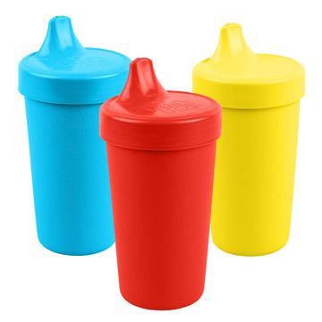 Re Play Made In Usa 3Pk - 10 Oz. No Spill Sippy Cups | Yellow, Red, Sky Blue | Environmentally Friendly Heavyweight Recycled Mil