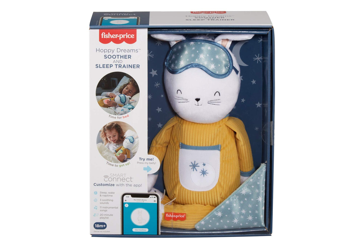 Fisher-Price Sound Machine Hoppy Dreams Soother & Sleep Trainer Plush Musical Toy with Lights & Sounds for Toddlers