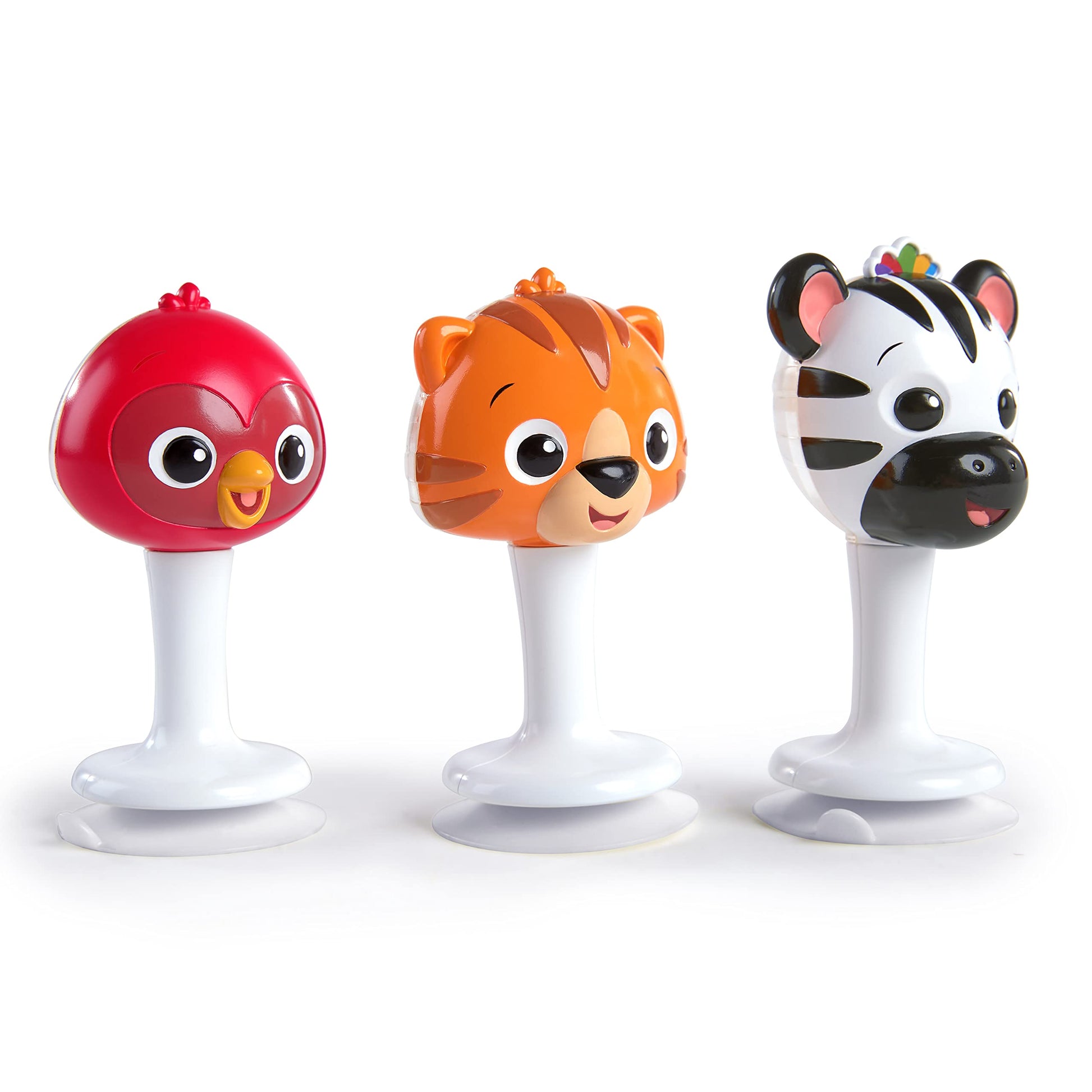 Baby Einstein Rattle & Jingle Trio High Chair Suction Toys Take-Along Musical Rattle  Set Age 6 Months +, Multicolor, 3 Count