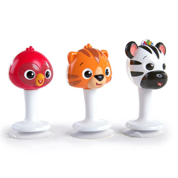 Baby Einstein Rattle & Jingle Trio High Chair Suction Toys Take-Along Musical Rattle  Set Age 6 Months +, Multicolor, 3 Count