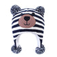 Langzhen Toddler Kids Infant Winter Hat,Earflap Knit Warm Cap Fleece Lined Beanie For Baby Boys (Bear -Navy Stripe, S(46-48Cm/18
