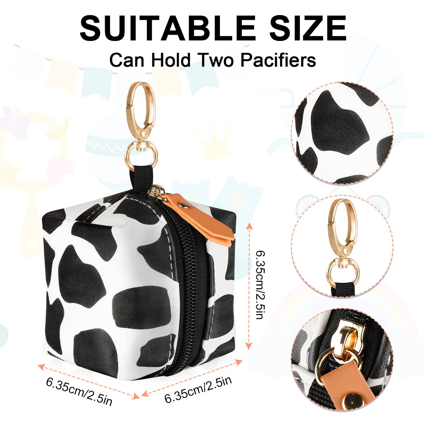 Baby Pacifier Case With Clip, Baby Pacifier Holder Pouch Box For Diaper Bag, Holds 2 Pacifiers For Travel Outdoor Activities, Sm