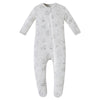 Owlivia Organic Cotton Baby Pajamas, Boys Girls Zip Front Sleep 'N Play, Footed Sleeper, Long Sleeve(3-6 Months, Gray Rabbit)