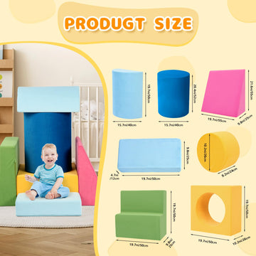 Edbuosy Toddler Climbing Toys Indoor, 7-Piece Colourful Foam Climbing Blocks For Toddlers, Soft Play Climbing For Toddlers, Modu