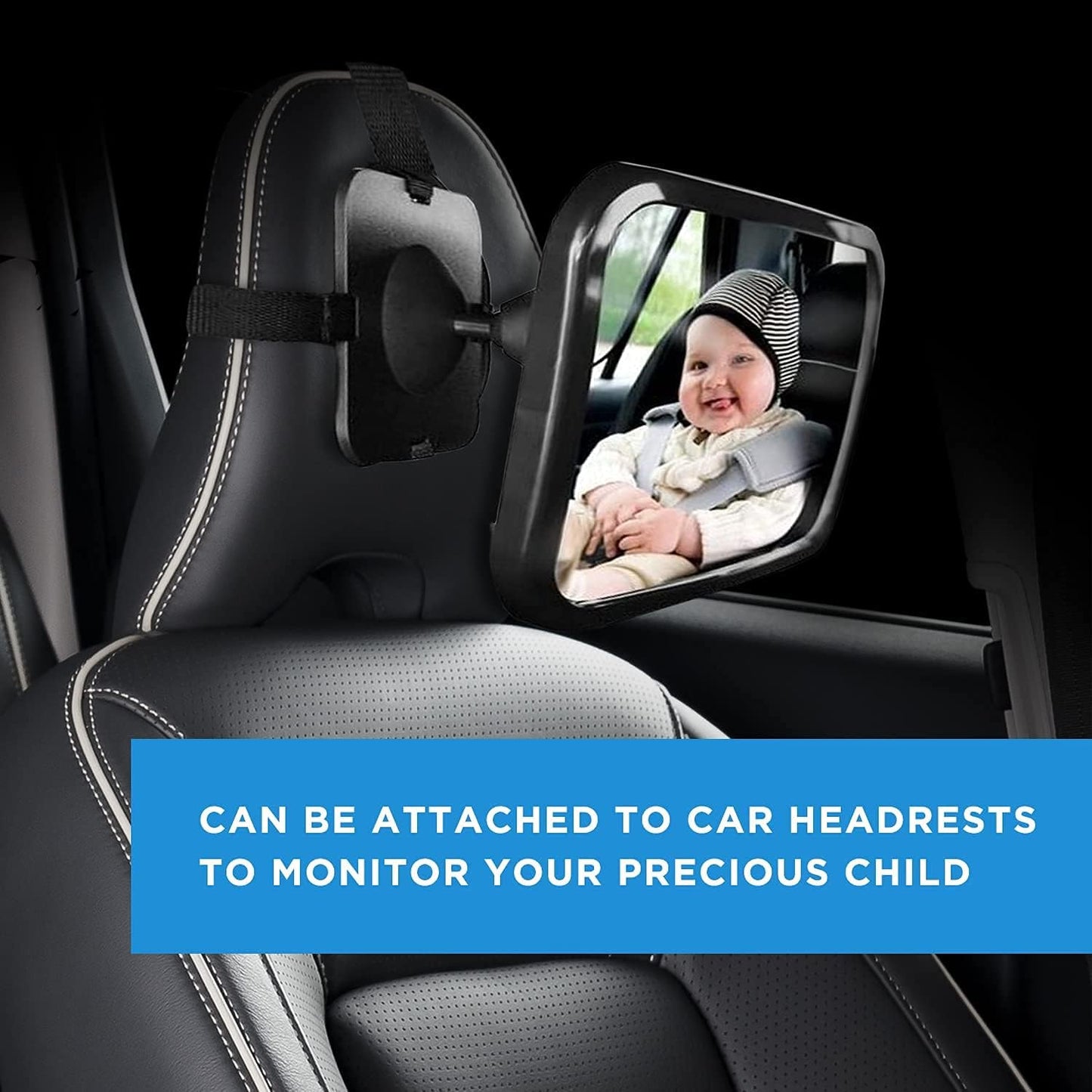 Dorart Rear Facing Baby View Mirror For Child Safety Car Seat - Crystal Clear Reflection Via Crash-Tested & Shatterproof Convex