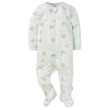 Gerber Baby Unisex 2-Pack 2-Way Zip Textured Sleep 'N Play, French Breakfast, 0-3 Months