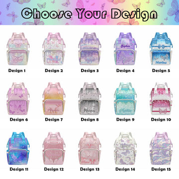 M Yescustom Custom Diaper Bag For Girls - Large Capacity Backpack With Pockets, Butterfly Personalized Baby Diaper Bags For Mom