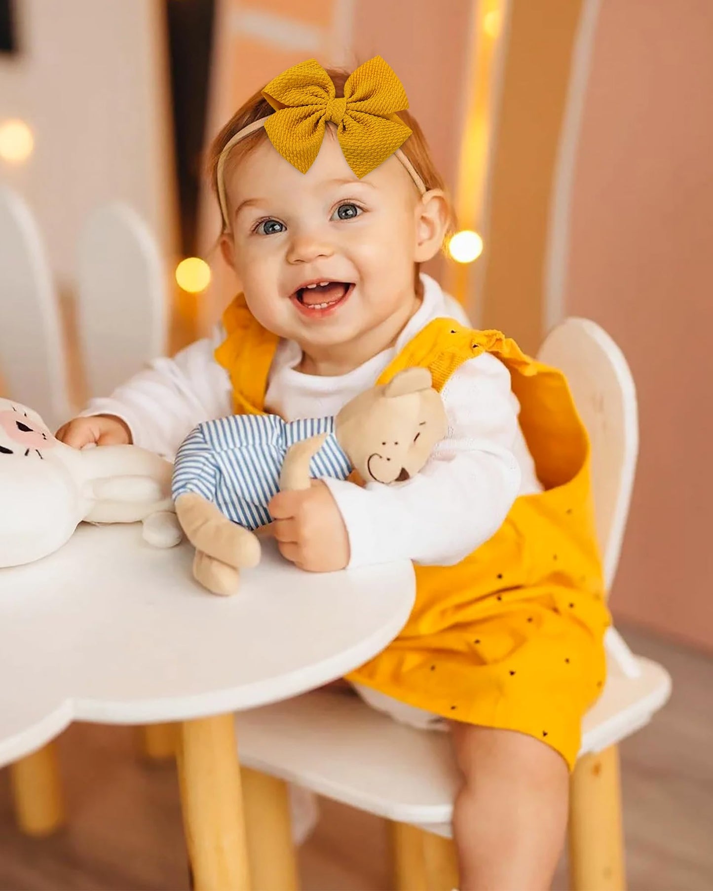 Jollybows 20Pcs Baby Girls Hair Bows Headband Nylon Hair Band Elastic Hair Accessories For Kids Infants Toddlers