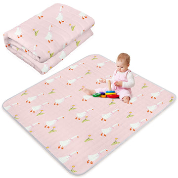 Funtery 43 x 43 Inch Baby Playmat Portable Crawling Washable Foldable Tummy Time Non Slip Baby Floor Large Playpen Mat for Infan