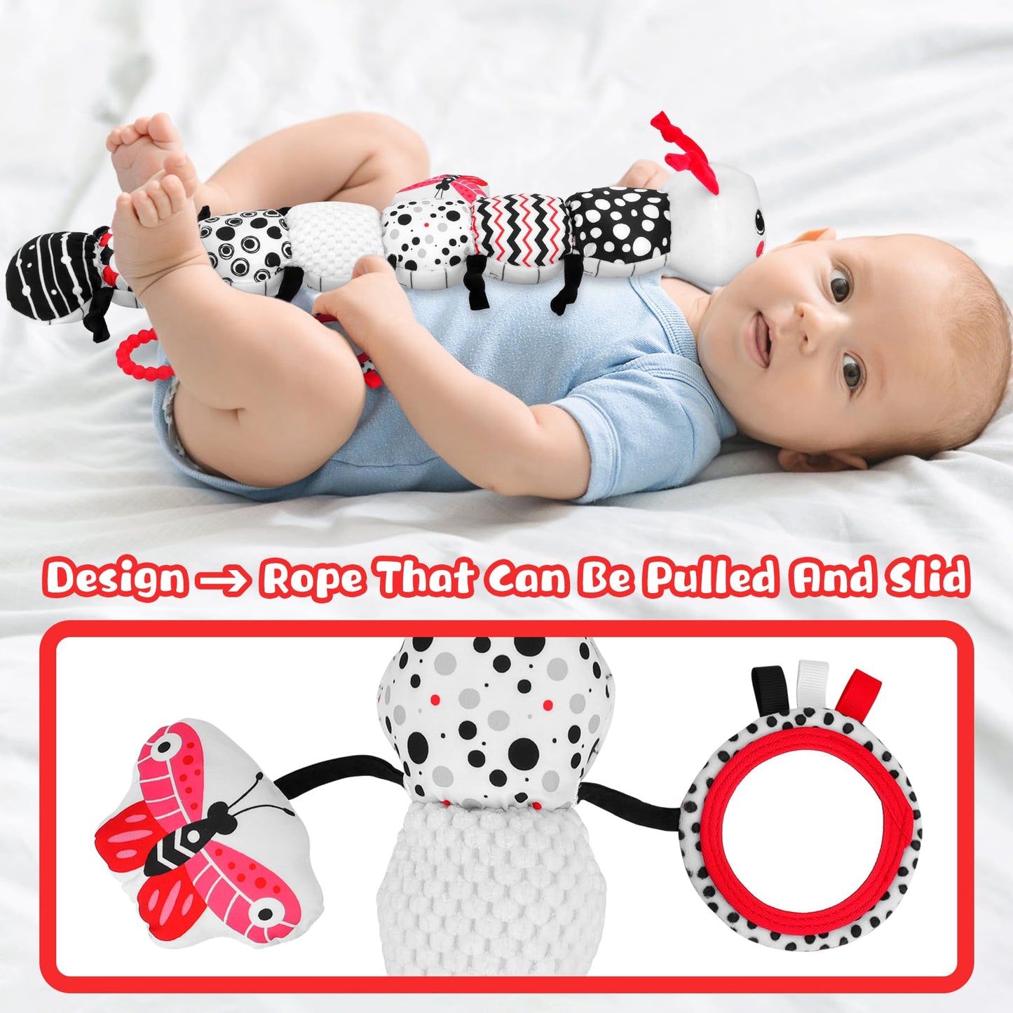 Baby Toys 0-12 Months - Musical Caterpillar Stuffed Animal Soft Plush Toys for Infant Girls Boys 3 6 12 Months Tummy Time Sensor