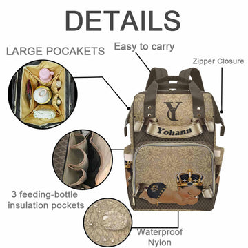 M Yescustom Custom Diaper Bag Backpack With Name, Baby Bags Travel Diaper Backpack For Dad Mom, Insulated Pockets Portable Nappy
