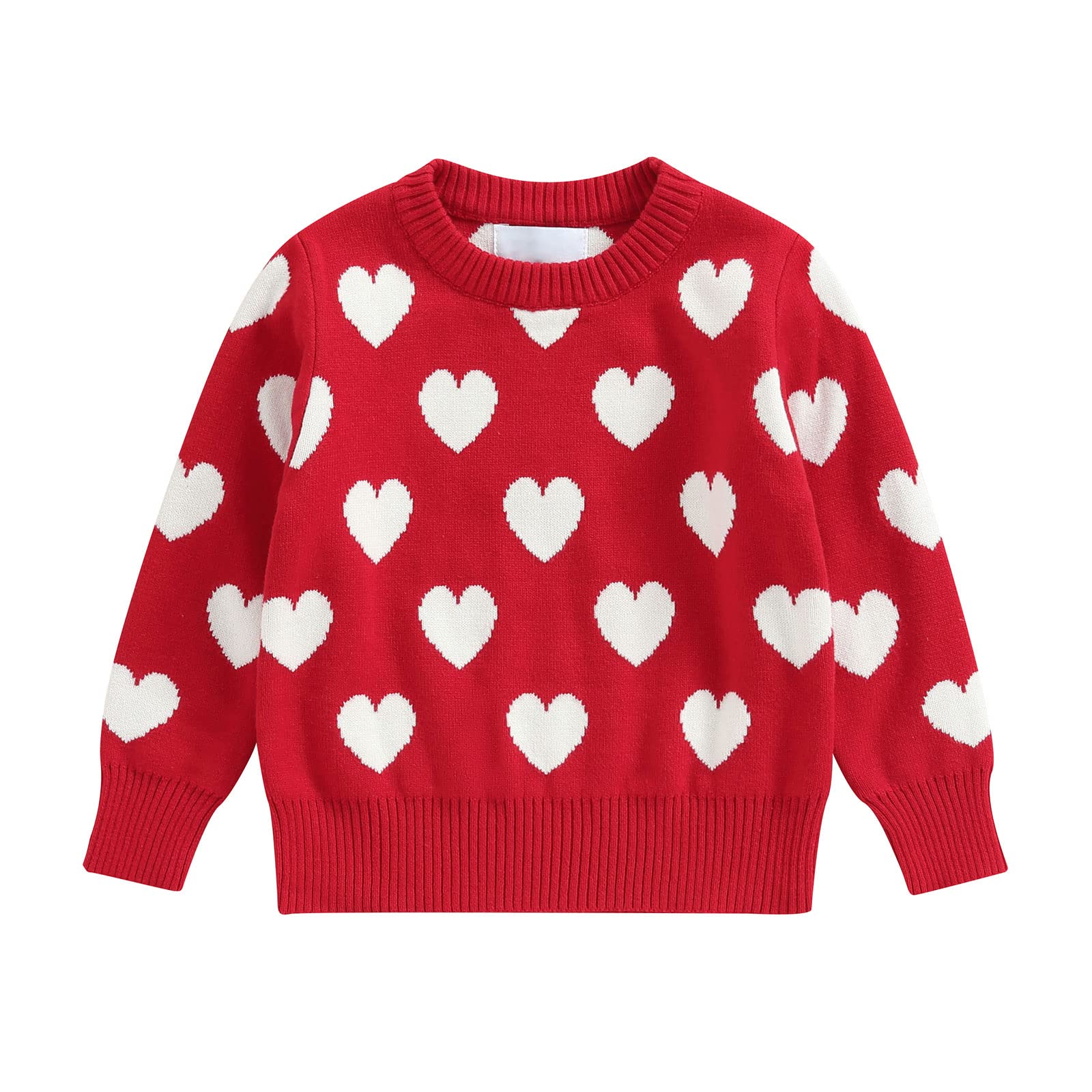 Toddler Baby Girl Love Heart Pullover Sweater Long Sleeve Knit Sweater Shirts Valentines Day Spring Clothes (Love Heart Sweater-