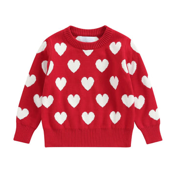 Toddler Baby Girl Love Heart Pullover Sweater Long Sleeve Knit Sweater Shirts Valentines Day Spring Clothes (Love Heart Sweater-