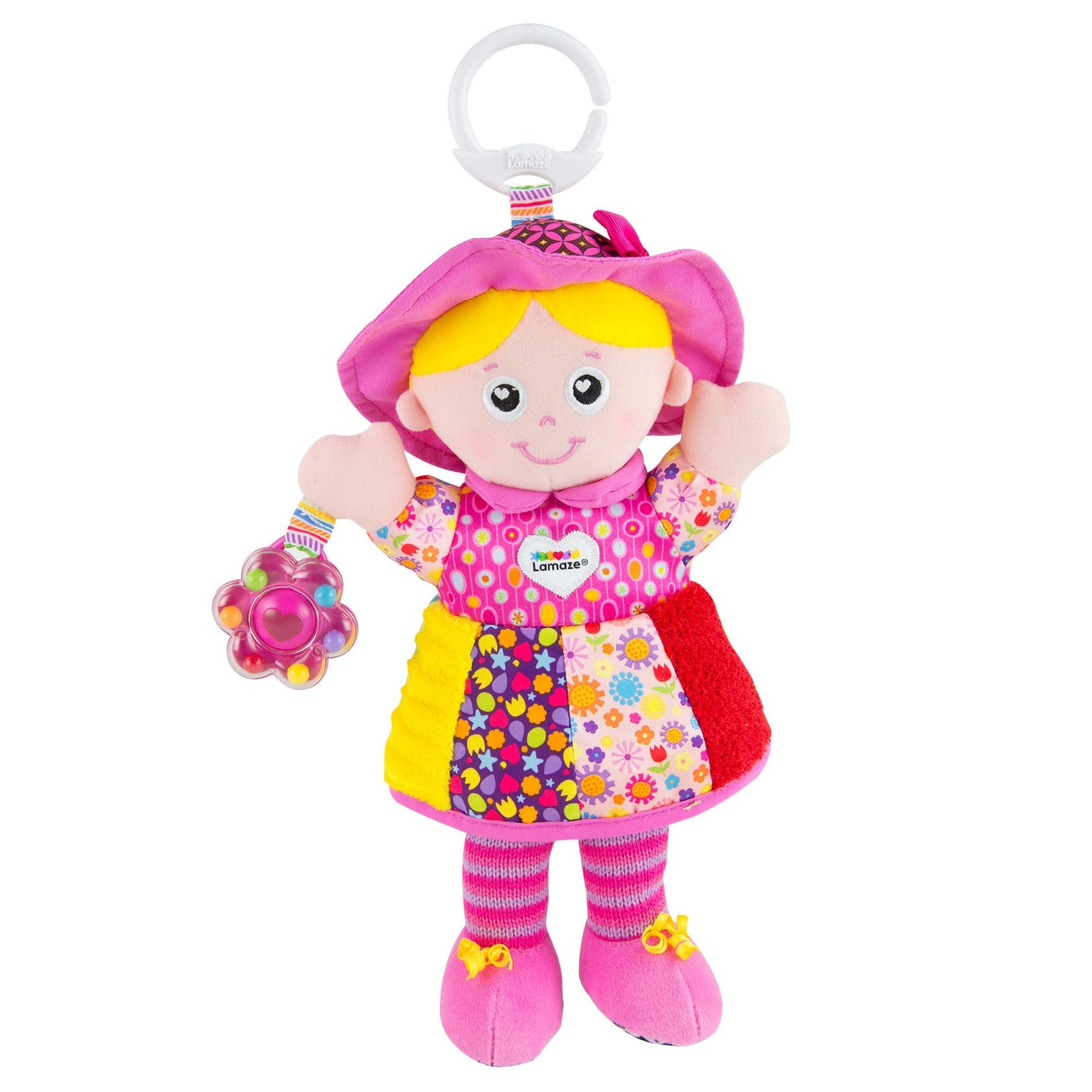 Lamaze My Friend Emily Car Seat and Stroller Toy - Soft Baby Hanging Toys - Baby Crinkle Toys with High Contrast Colors - Baby T