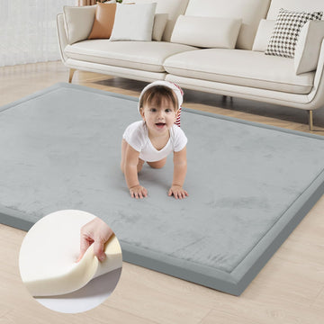 Acomopack Baby Play Mat For Floor 1.3' Thick Memory Foam Play Mat 79'  157 Tummy Time Crawling With Non-Slip Bottom For Living