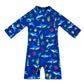Upandfast Baby Boys Swimsuit Long Sleeve One Piece Swimwear Zip Rash Guard Sun Protection (Blue Shark, 3-6 Months)