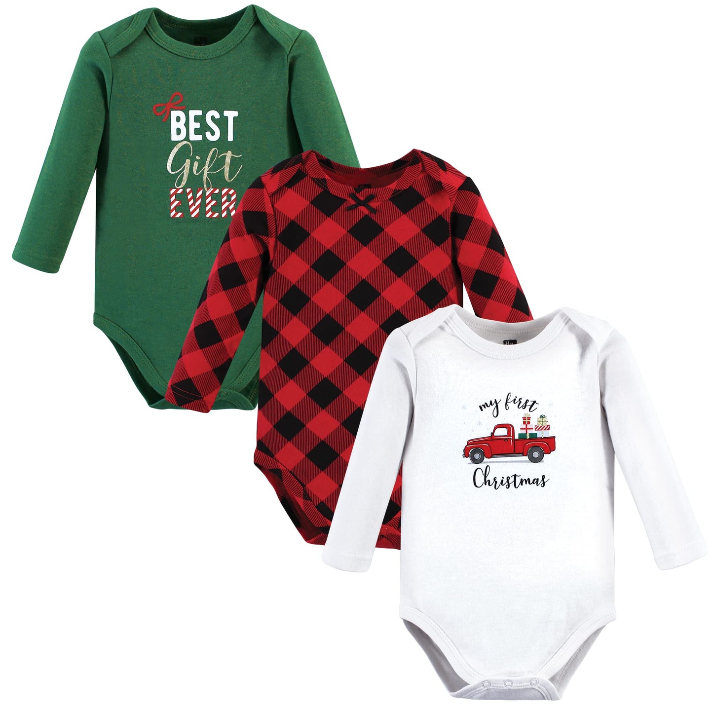 Hudson Baby Unisex Baby Cotton Long-Sleeve Bodysuits, Christmas Gift 3-Pack, 3-6 Months