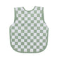 Bapronbaby Sage Checkerboard Bapron - No Neck Tie Safer Bib For Baby & Toddler - Soft Waterproof Stain Resistant - Machine Washa