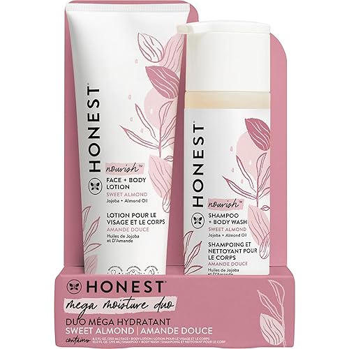The Honest Company 2-In-1 Cleansing Shampoo + Body Wash And Face Lotion Bundle  Gentle For Baby  Naturally Derived  Sweet Almond