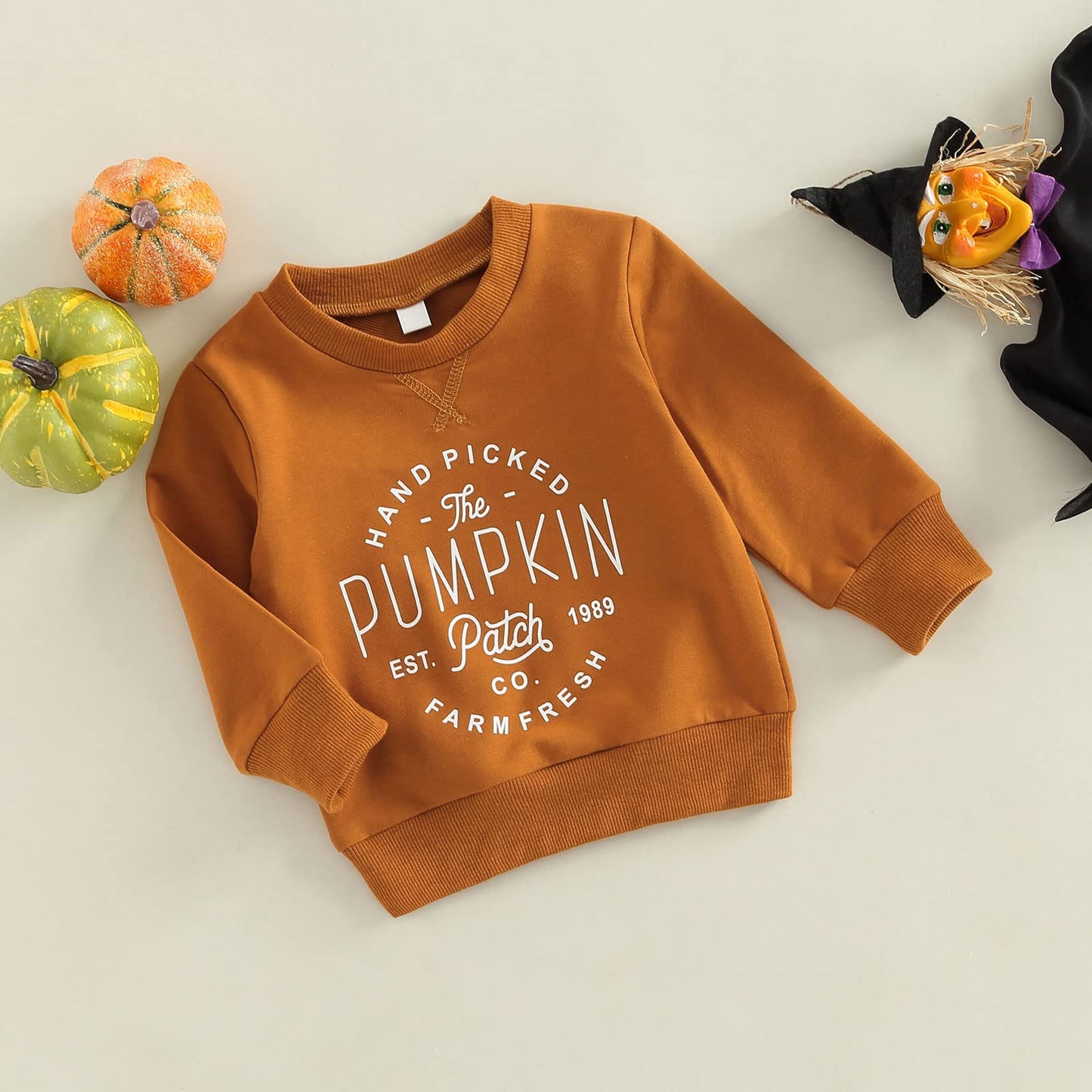 Toddler Baby Halloween Outfit Girl Boy Crewneck Sweatshirt Long Sleeve Letter Pullover Sweater Cute Fall Clothes (Pumpkin Patch