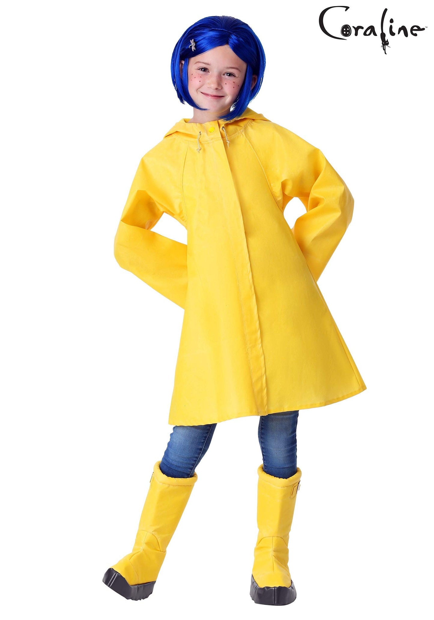 Fun Costumes Coraline For Kids, Girls Coraline Storybook Yellow Rain Jacket Large