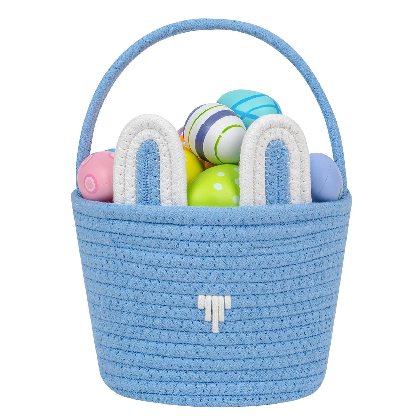 CubesLand Easter Basket for Kids & Babies - Soft & Safe Handwoven Cotton Rope Bunny Basket, Easter Egg Hunt & Festive Decor, Sma