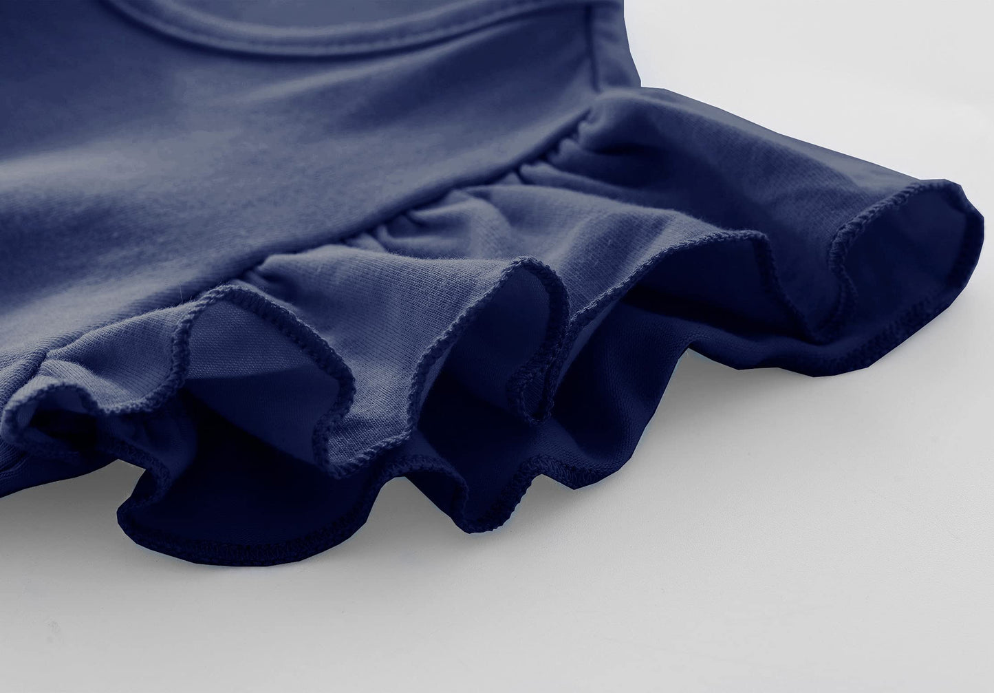 Twkioue Girl Ruffle Sleeve Dress Crewneck Tutu Tulle Fluffy Solid Color Dresses 817 Navy Blue 130