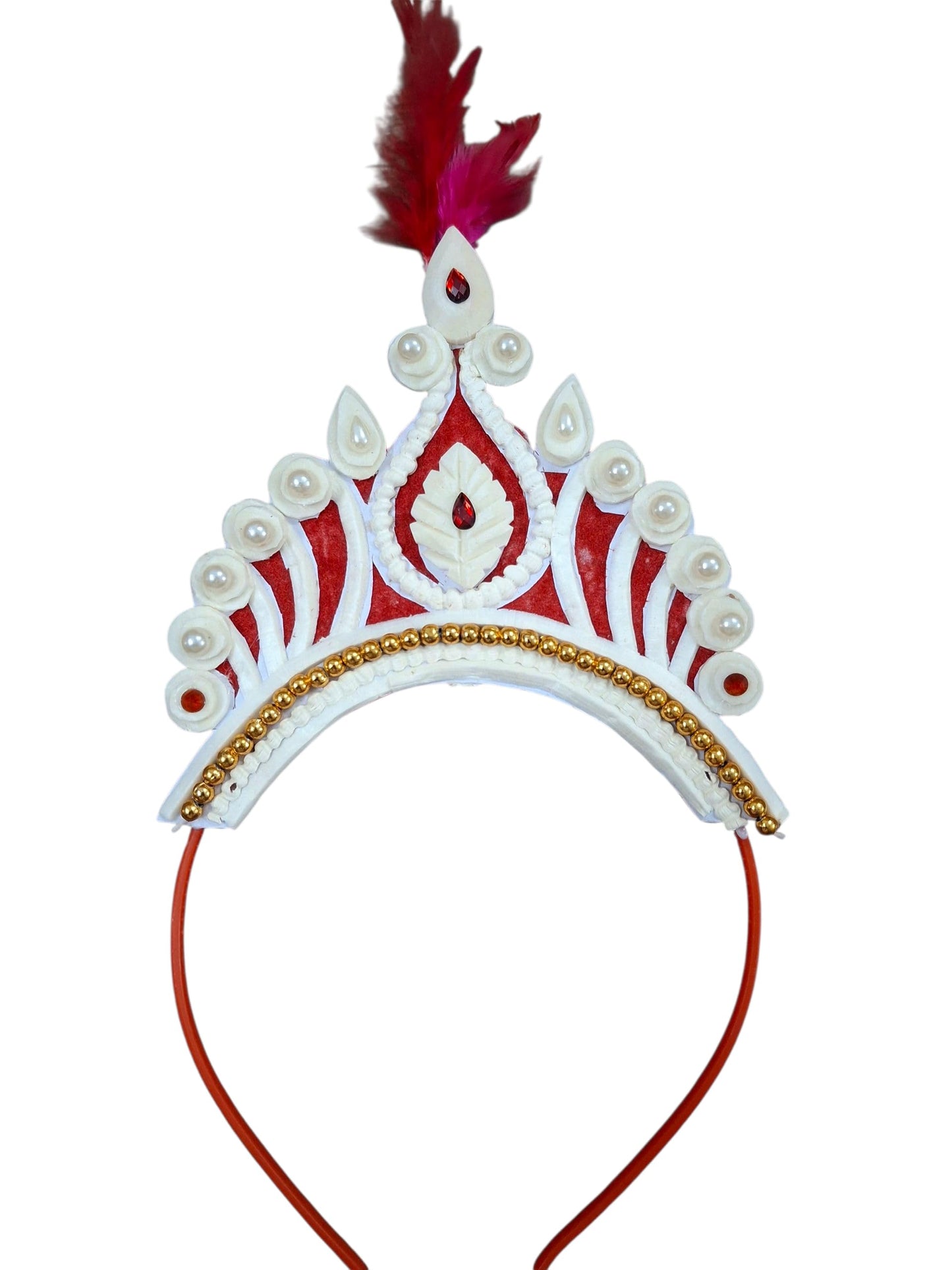 Bengcraft Hair Band Baby Mukut Boy And Girl For Rice Ceremony Annaprashan | Traditional Bengali Headband Crown White Shola Tiara