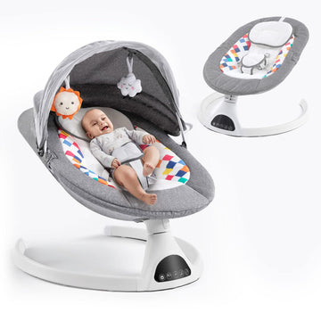 Soobaby Baby Swing for Infants,Electric Bouncer for Babies,Portable Swing for Baby Boy Girl,Remote Control Indoor Baby Rocker wi