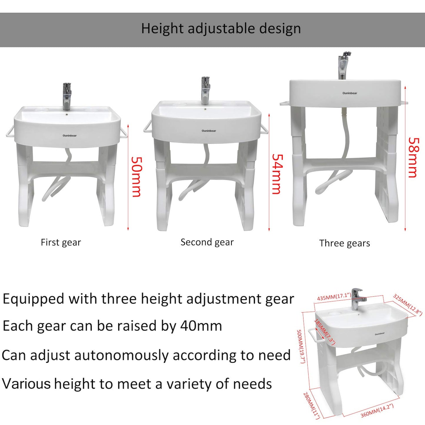 Httmt- Adjustable Wash Basin Station For Child Kid Toddler Early Training Learning Plastic Washbasin Simulation Towel Shelf Wash