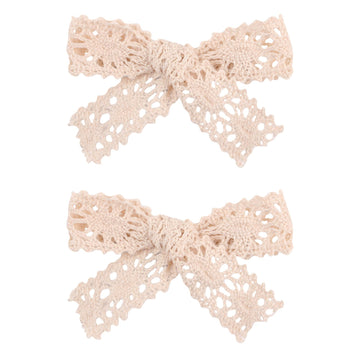 lace Hollow Hair handmade bows for Toddler Girls,Baby Hair Clips.Headdress Hair Accessories.(FJ39) (Beige)