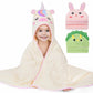 FIOBEE Toddler Hooded Bath Towel Baby Towels 55 x 28 Inch Large Soft Absorbent Kids Hooded Towels for 15 Years Baby Girls Boys 