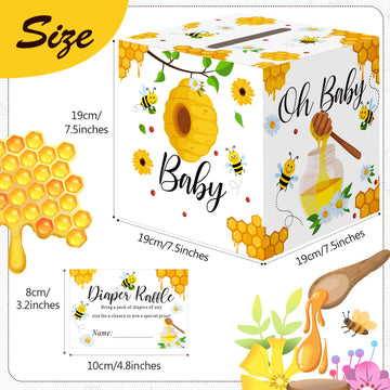 51 Pcs Diaper Raffle Card Box Set Baby Shower Holder Box With 50 Pcs Advice Card For Baby Shower Game Gender Reveal Party Decora