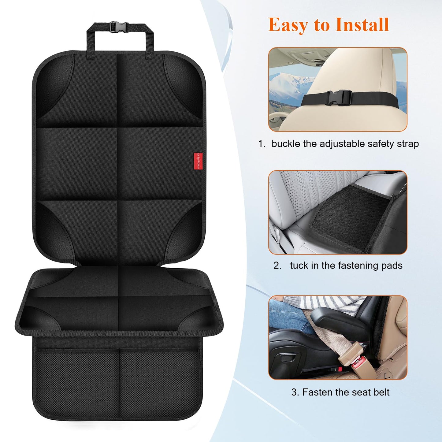 Car Seat Protector, Carseat Seat Protectors With Thick Padding And Upgraded Non-Slip Backing, Waterproof Seat Protector Under Ba