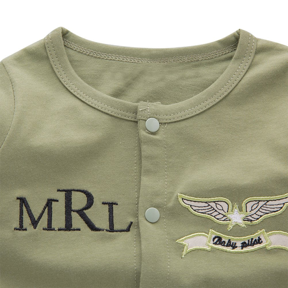 May'S Baby Toddler Boys Pilot Jumpsuit 2Pcs Set Toddler Outfits With Cap Olive Green