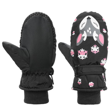 American Trends Kids Snow Gloves For Toddler Winter Mittens Warm Ski Boy Girl Kids Mittens Gloves Black Fox S