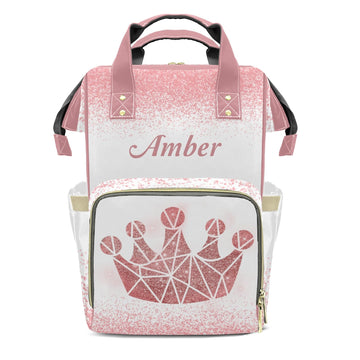 XOZOTY Print Pink White Diaper Bags Backpack with Name Personalized Baby Bag Nursing Nappy Bag Gifts for Mom Girl