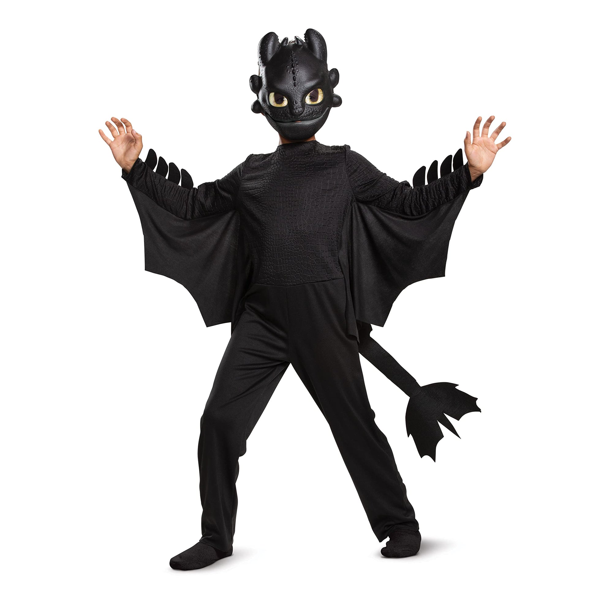 Toothless Classic How To Train Your Dragon Child Costume, Kids Size (7-8),Black