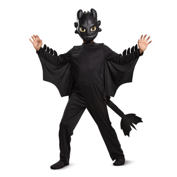 Toothless Classic How To Train Your Dragon Child Costume, Kids Size (7-8),Black