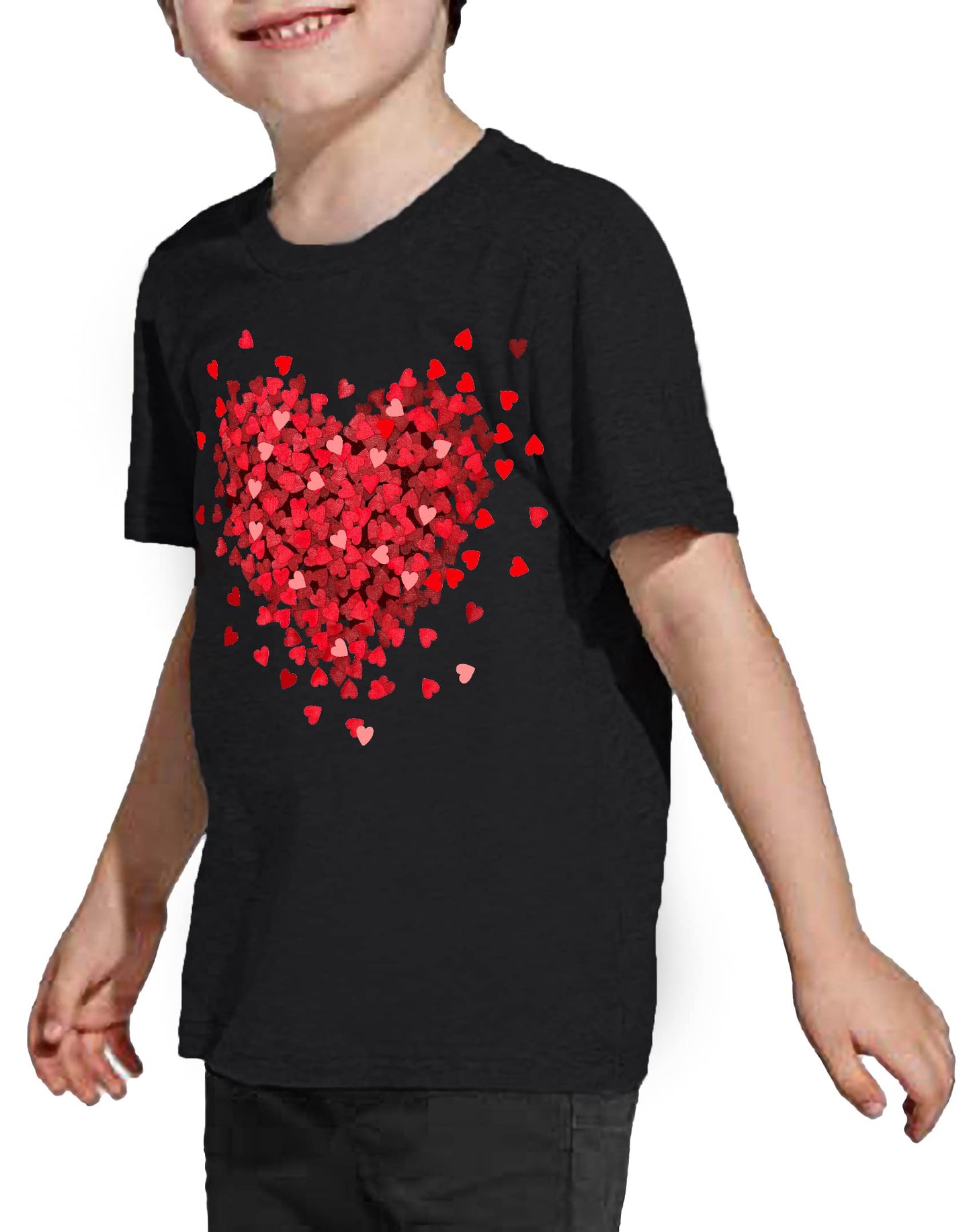 Toddler Valentine'S Day Shirts Boys Girls Love Heart Graphic T-Shirt Valentine Short Sleeve Tee Tops Black