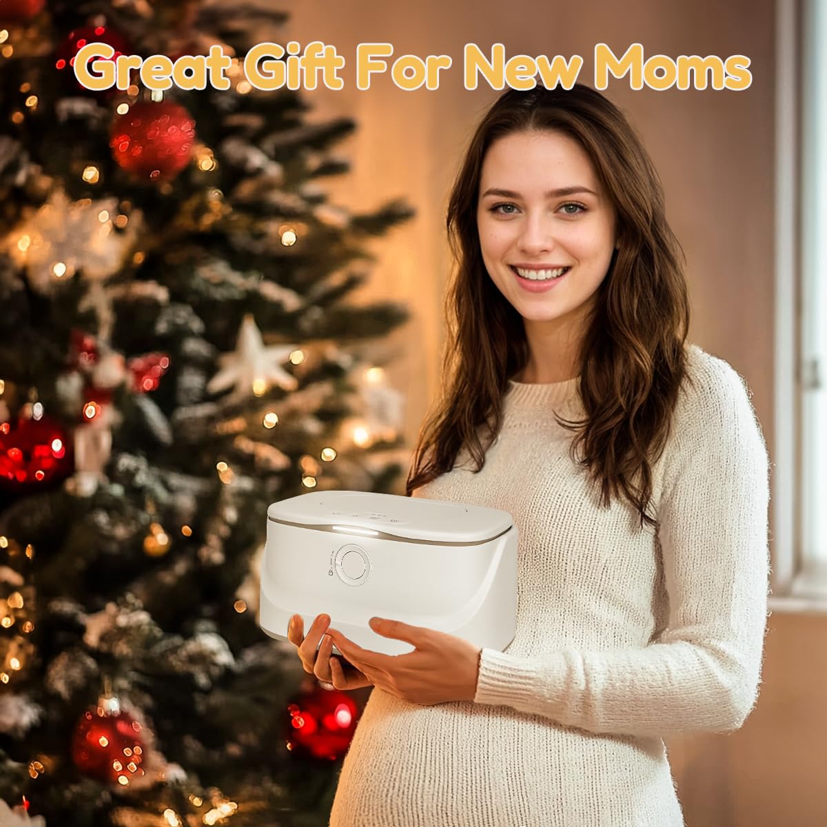 Baby Wipe Warmer With Night Light,Innovative Spring Design,Baby Wet Wipes Dispenser For Large Wipes,Wipes Warmer For Newborn Bab